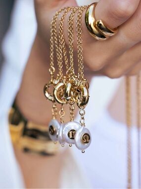 Zodiac Freshwater Pearl 24K Gold Plated Lariat Necklace NWOT